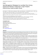 SelfManagement Strategies for Low Back Pain Among Horticulture Workers Protocol for a Type II Hybrid EffectivenessImplementation Study