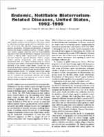 Endemic Notifiable BioterrorismRelated Diseases United States 19921999