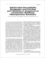 Antimicrobial Susceptibility Breakpoints and FirstStep parC Mutations in Streptococcus pneumoniae Redefining Fluoroquinolone Resistance