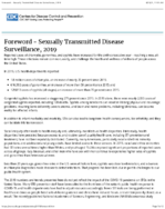 Sexually Transmitted Disease Surveillance 2019 Foreword  Sexually Transmitted Disease Surveillance 2019