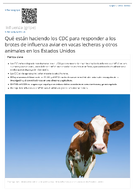 Qu estn haciendo los CDC para responder a los brotes de influenza aviar en vacas lecheras y otros animales en los Estados Unidos