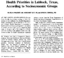 Health Priorities In Lubbock Texas According To Socioeconomic Groups