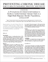 A Promotores de Salud Intervention to Reduce Cardiovascular Disease Risk in a HighRisk Hispanic Border Population 20052008