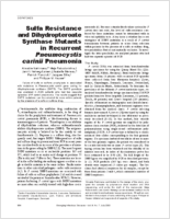 Sulfa Resistance and Dihydropteroate Synthase Mutants in Recurrent Pneumocystis carinii Pneumonia