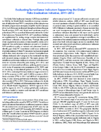 Evaluating Surveillance Indicators Supporting the Global Polio Eradication Initiative 20112012