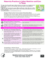 Maternity Practices in Infant Nutrition and Care mPINC in Texas 2010