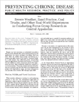 Severe Weather Band Practice Coal Trucks and Other RealWorld Experiences in Conducting Focus Group Research in Central Appalachia