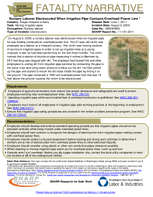 Fatality Narrative Nursery Laborer Electrocuted When Irrigation Pipe Contacts Overhead Power Line