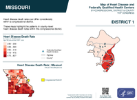 MO Congressional District 01 Heart Disease and Federally Qualified Health Centers Map 119th Congress