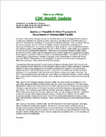 Update on Possible Anthrax Exposure in Department of Defense Mail Facility March 16 2005 2025 EST 0825 PM EST