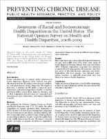 Awareness of Racial and Socioeconomic Health Disparities in the United States The National Opinion Survey on Health and Health Disparities 20082009