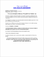 Clinicians Advised to Halt Use of Propofol from Tainted Lots Monday July 13 2009 1900 EDT 700 PM EDT