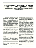 Elimination of Arctic Variant Rabies in Red Foxes Metropolitan Toronto