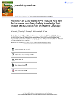 Predictors of Dairy Worker PreTest and PostTest Performance on a Dairy Safety Knowledge Test Impact of Education Level and Native Language