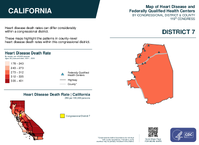 CA Congressional District 07 Heart Disease and Federally Qualified Health Centers Map 119th Congress