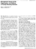 Management issues in the organization and delivery of family planning services