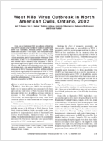 West Nile Virus Outbreak in North American Owls Ontario 2002