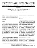 Addressing the Obesity Epidemic A Genomics Perspective