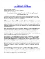 Investigation of International Traveler with MultidrugResistant Tuberculosis MDR TB Saturday December 29 2007 1935 EST 0735 PM EST