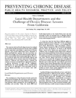 Local Health Departments and the Challenge of Chronic Disease Lessons From California
