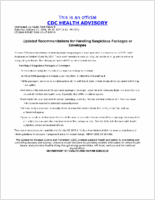 Updated Recommendations for Handling Suspicious Packages or Envelopes Saturday October 27 2001 2130 EDT 930 PM EDT