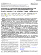 Antibodies to MalondialdehydeAcetaldehyde Adduct Are Associated with Prevalent and Incident Rheumatoid ArthritisAssociated Interstitial Lung Disease in US Veterans