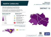 NC Congressional District 13 Stroke and Stroke Centers Map 118th Congress