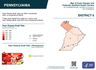 PA Congressional District 06 Heart Disease and Federally Qualified Health Centers Map 119th Congress
