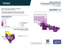 TX Congressional District 13 Stroke and Federally Qualified Health Centers Map 119th Congress