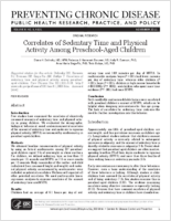 Correlates of Sedentary Time and Physical Activity Among PreschoolAged Children