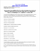 Antimicrobial Susceptibility of Bacillus anthracis Isolates Associated with Intentional Distribution in Florida New Jersey New York Pennsylvania Virginia and Washington DC September  October 2001 Monday October 22 2001 2054 EDT 854 PM EDT
