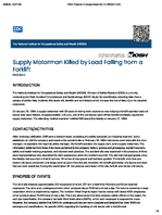 Supply Motorman Killed by Load Falling from a Forklift FACE 8412