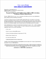 Request for Reports of All Deaths Among Children with LaboratoryConfirmed Influenza Virus Infection Sunday December 21 2003 2000 EST 0800 PM EST