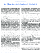 Use of Group Quarantine in Ebola Control  Nigeria 2014