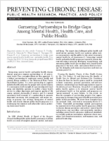 Garnering Partnerships to Bridge Gaps Among Mental Health Health Care and Public Health