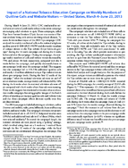 Impact of a National Tobacco Education Campaign on Weekly Numbers of Quitline Calls and Website Visitors  United States March 4June 23 2013