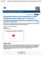 Recording Industry and Occupation on Death Certificates Video Series  Part 4 Common Industry Responses and How to Improve Them