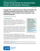 Findings from a Cognitive Interview Study with Adults with Intellectual Disability on the Topics of Adult Learning Independent Living Disability Group Participation and Disability Diagnosis