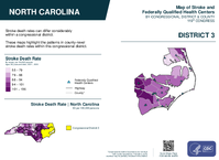 NC Congressional District 03 Stroke and Federally Qualified Health Centers Map 119th Congress