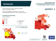 MO Congressional District 04 Heart Disease and Federally Qualified Health Centers Map 118th Congress