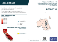 CA Congressional District 12 Heart Disease and Federally Qualified Health Centers Map 119th Congress