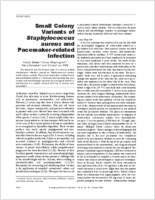 Small Colony Variants of Staphylococcus aureus and Pacemakerrelated Infection
