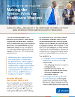 Healthcare Worker Wellbeing Making the System Work for Healthcare Workers