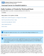 Provisional Death Counts for Coronavirus Disease COVID19 Daily Updates of Totals by Week and State 20210115
