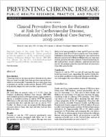 Clinical Preventive Services for Patients at Risk for Cardiovascular Disease National Ambulatory Medical Care Survey 20052006