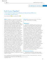 Lets Learn Together A MixedMethods Study to Assess Readiness for Interprofessional Education on Total Worker Health Practice