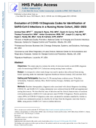 Evaluation of COVID19 Diagnosis Codes For Identification of SARSCoV2 Infections in a Nursing Home Cohort 20222023