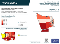 WA Congressional District 06 Heart Disease and Federally Qualified Health Centers Map 119th Congress