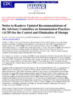 Notice to Readers Updated Recommendations of the Advisory Committee on Immunization Practices ACIP for the Control and Elimination of Mumps