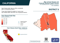 CA Congressional District 09 Heart Disease and Federally Qualified Health Centers Map 119th Congress